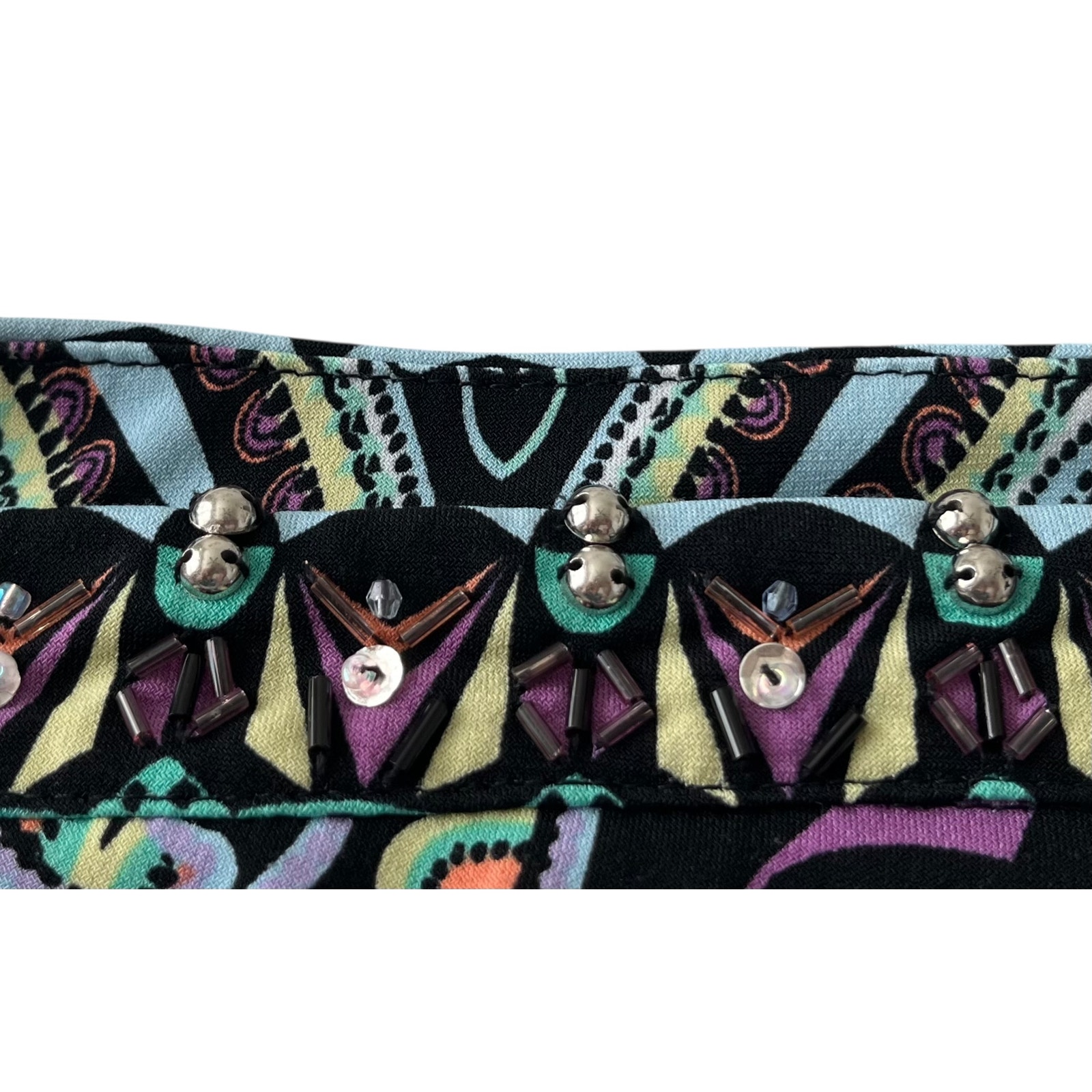 Roz & Ali Cold Shoulder Short Dolman Slv Crew Neck, Woman, 1x, Purple Teal Yell — image 8 of 8